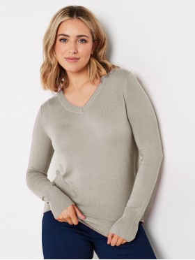 Cashmere Feeling V-Neck Soft Long Sleeves Base Top